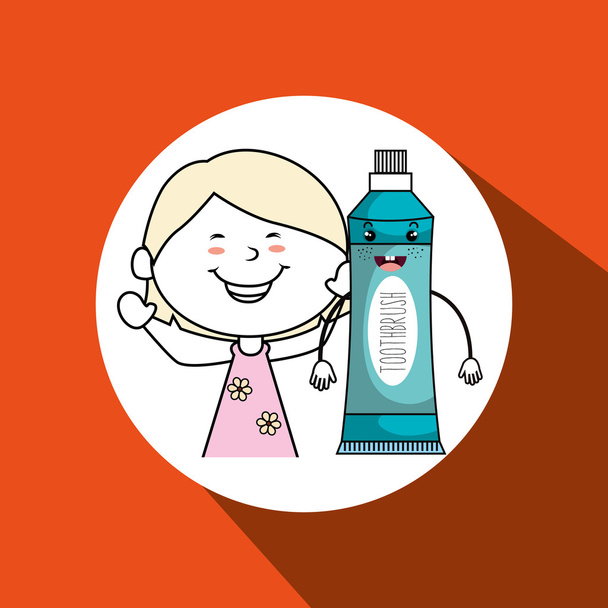 menina com design de ícone isolado pasta de dentes
 - Vetor, Imagem