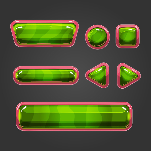 Set green  button in cartoon style - Vektor, kép