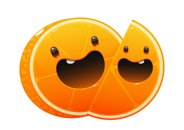 Brillante jugosa deliciosa naranja dibujos animados dos feliz
 - Vector, imagen