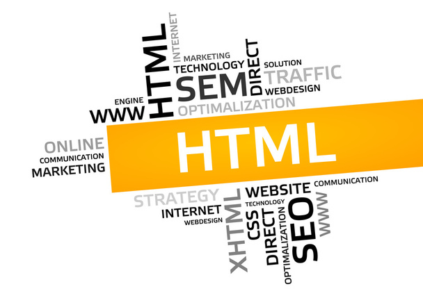 HTML word bulut, etiket bulutu, vektör grafiği - Vektör, Görsel