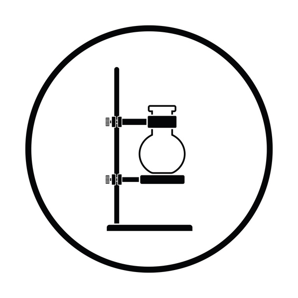 Ícone do frasco de química agarrado no suporte
 - Vetor, Imagem