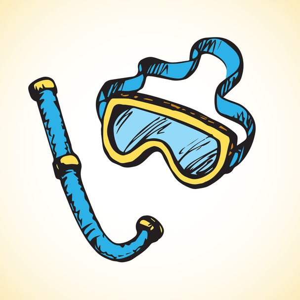 Buceo snorkel y gafas. Dibujo vectorial
 - Vector, imagen
