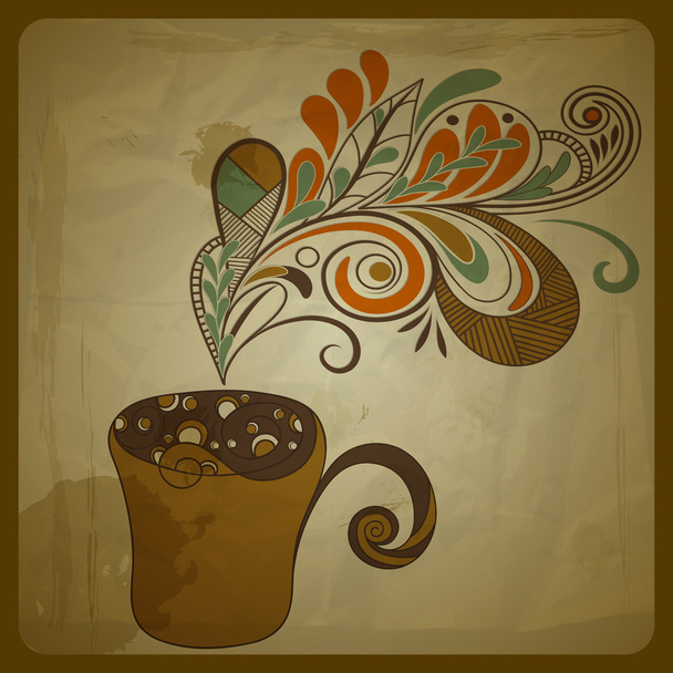 vector retro concept composition with stylized cup of coffee on - Wektor, obraz