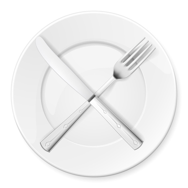 Fork, Knife and plate - Вектор, зображення