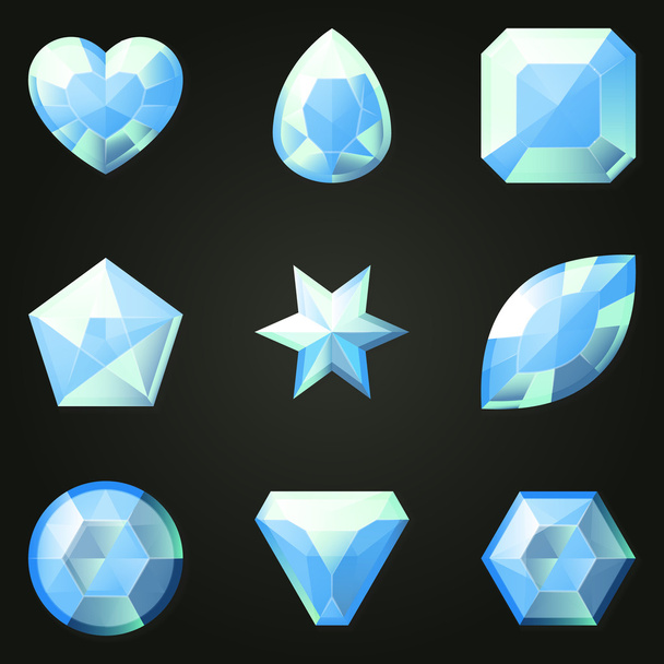 Set of gemstones with different shapes - Vektör, Görsel