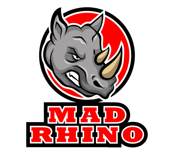 Őrült Rhino jelvény - Vektor, kép
