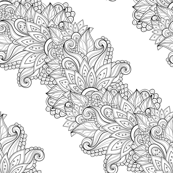 Seamless Monochrome Floral Pattern - Wektor, obraz