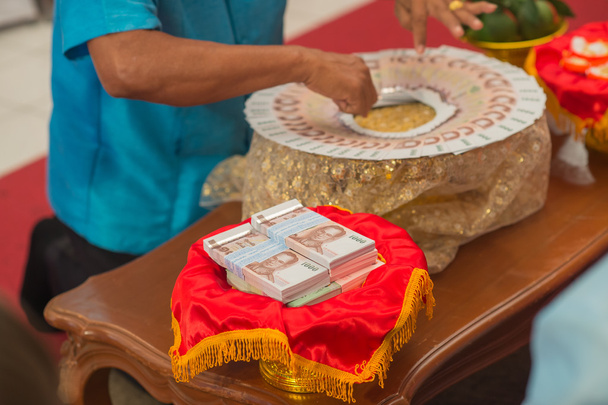 Bride price money in traditional wedding ceremony Thailand - Foto, Imagem