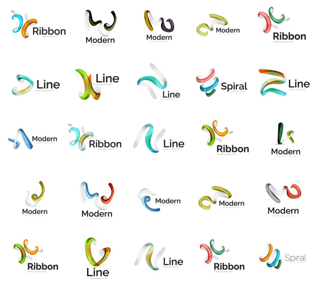 Conjunto de iconos de logotipo de cinta abstracta
 - Vector, Imagen