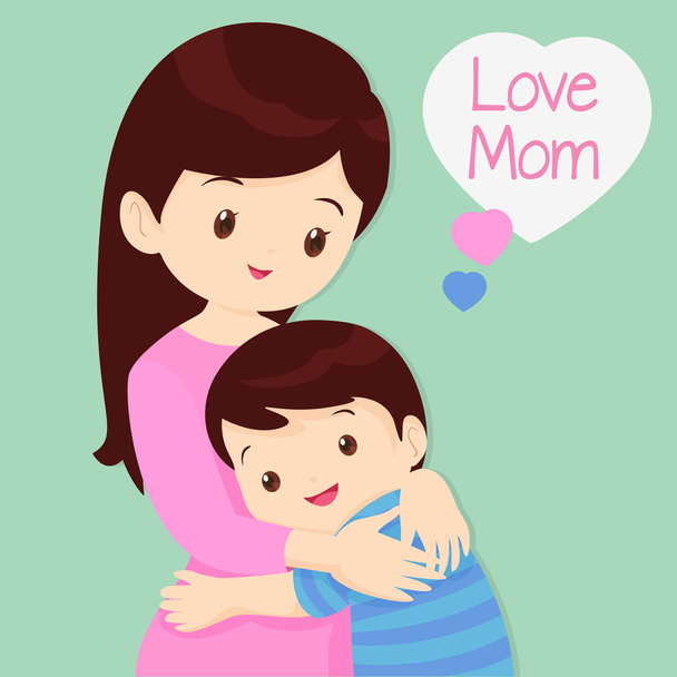 Son Hugging His Mother - Vector, Image