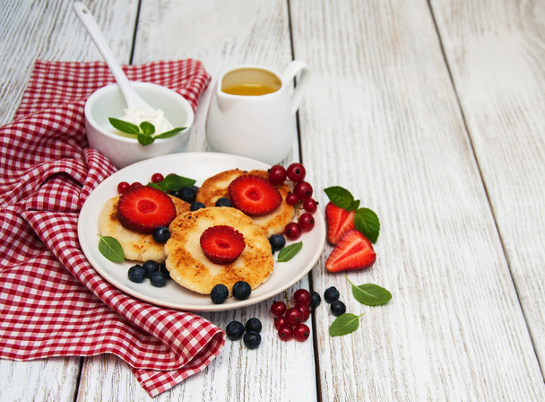 cottage cheese pancake with berries - Photo, Image