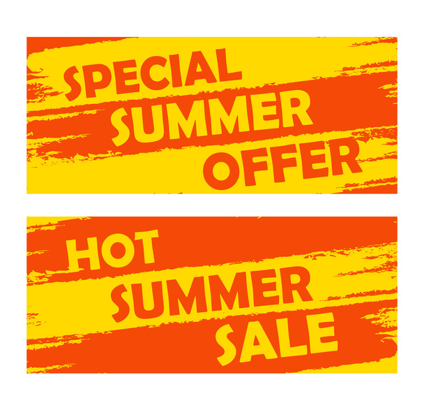 yaz özel teklif ve sıcak satış, çizilmiş afiş, vektör - Vektör, Görsel