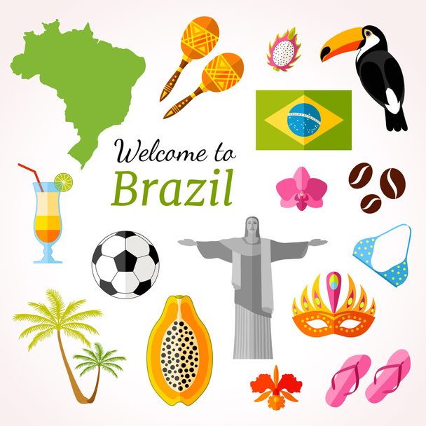 Бразильский туристический баннер. Векторный плоский дизайн листовок
. - Вектор,изображение