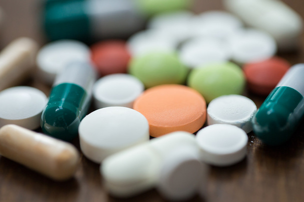 close up of different drugs on table - Φωτογραφία, εικόνα