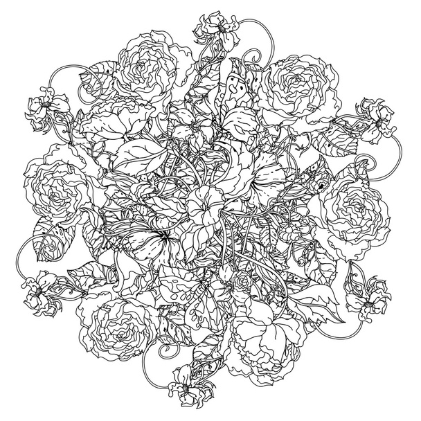mano dibujado rosas silvestres conjunto
 - Vector, imagen