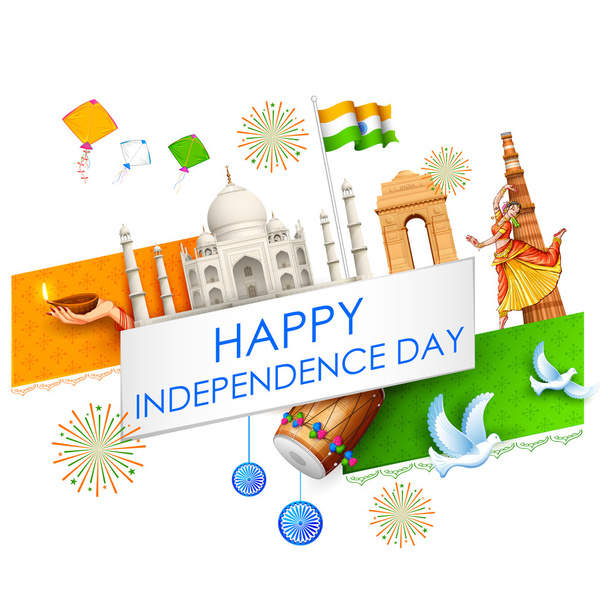 Indian background with historical monument - Vector, Image