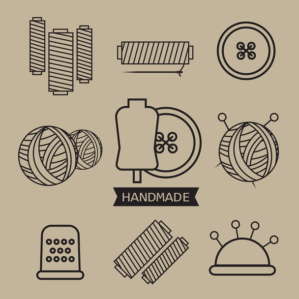 Handmade line vintage logo set.  retro badges - Vector, Image