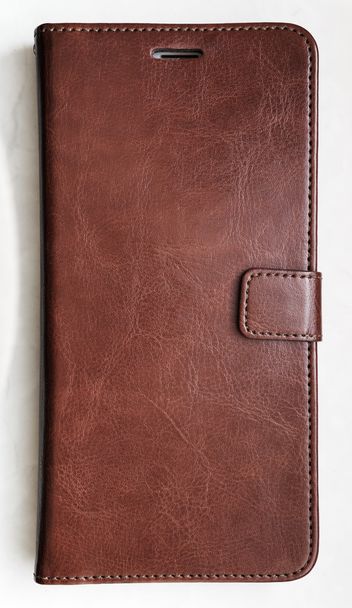 Vertical leather smartphone case textured background - Photo, Image