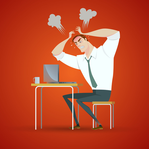 Angry man have problems. Vector Illustration of Office life. - Vector, Image