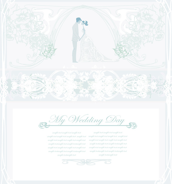 Elegant wedding invitation with wedding couple , vector illustration - Vetor, Imagem