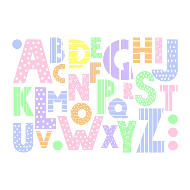 Colorful cartoon alphabet on white background. - Vector, Image