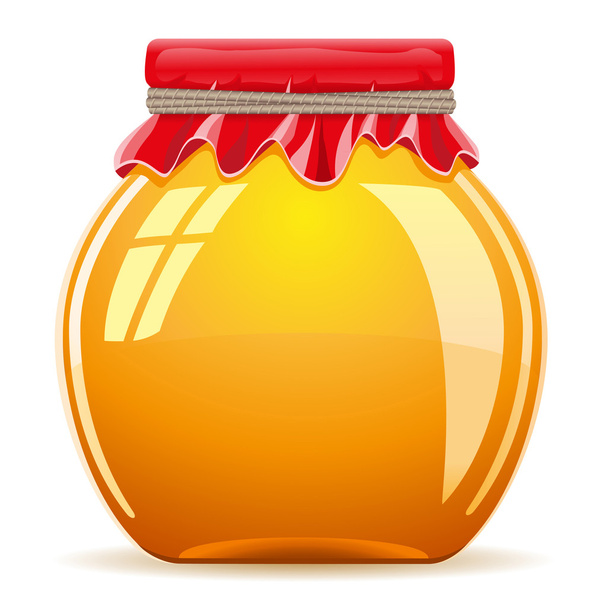 Honey in the pot with a red cover vector illustration - Wektor, obraz