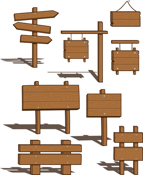 Деревянные знаки - векторная иллюстрация
 - Вектор,изображение