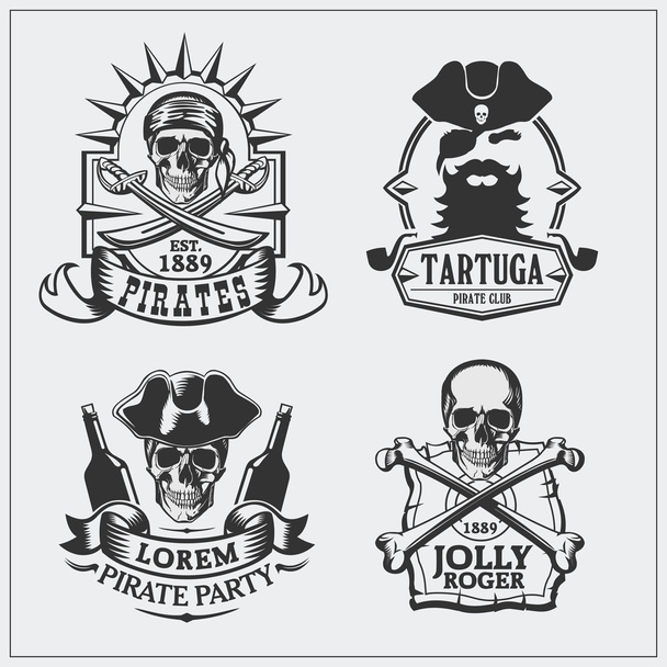 Set pirates club emblems. - Vector, Image