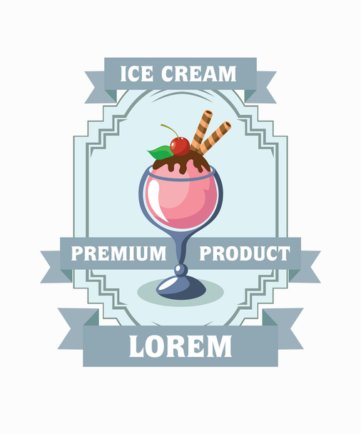 Ice cream label. Vector. - Vecteur, image