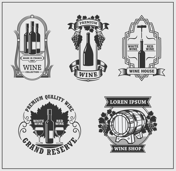 Wine labels collection. Vector. - Вектор,изображение