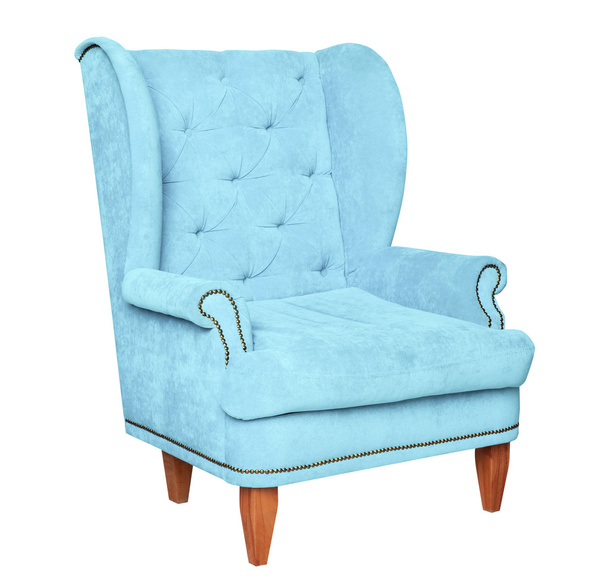 Light blue textile chair isolated - Valokuva, kuva