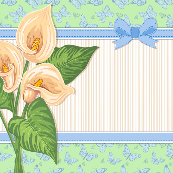 Ευχετήρια κάρτα με τα λουλούδια Calla κρίνος - Διάνυσμα, εικόνα