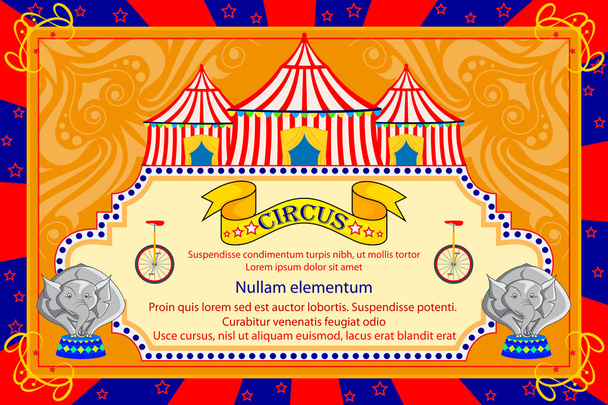 Vintage Circus Cartoon Poster uitnodiging voor feest carnaval en advertentie - Vector, afbeelding