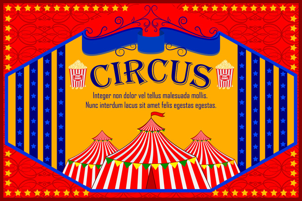 Vintage sirk çizgi film Poster davet parti karnaval ve reklam için - Vektör, Görsel
