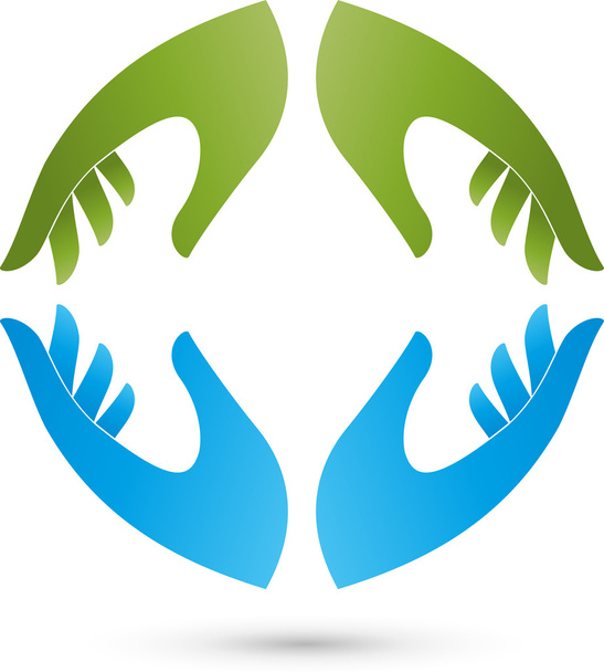 Чотири руки, логотип, команда, Partnerschaft - Вектор, зображення