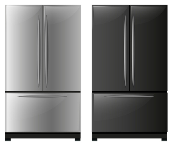 Refrigerator with black and white doors - Vettoriali, immagini