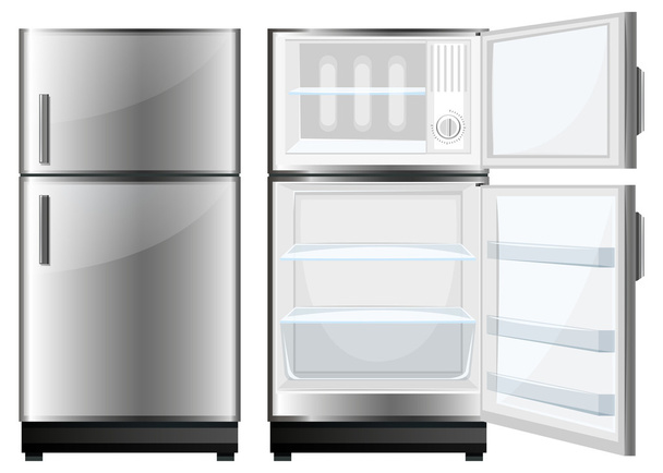 Ψυγείο με κλειστή και ανοιχτή πόρτα - Διάνυσμα, εικόνα