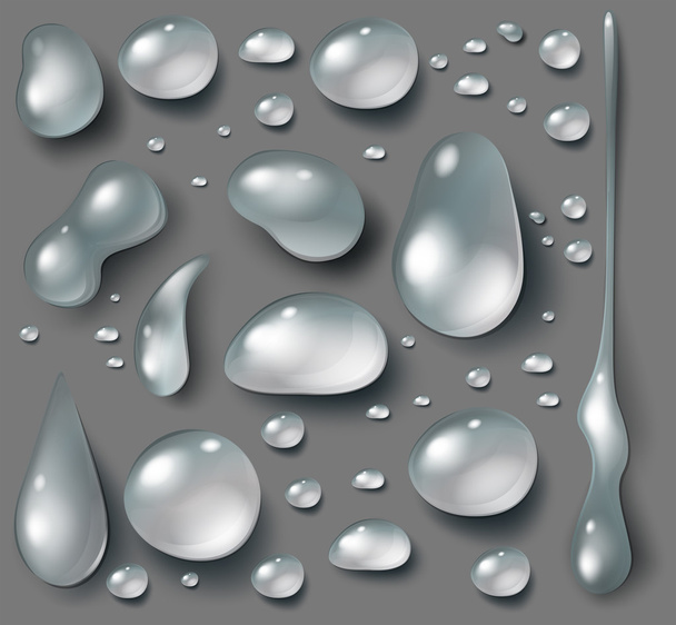 Water drop set on gray background - Vector, Image