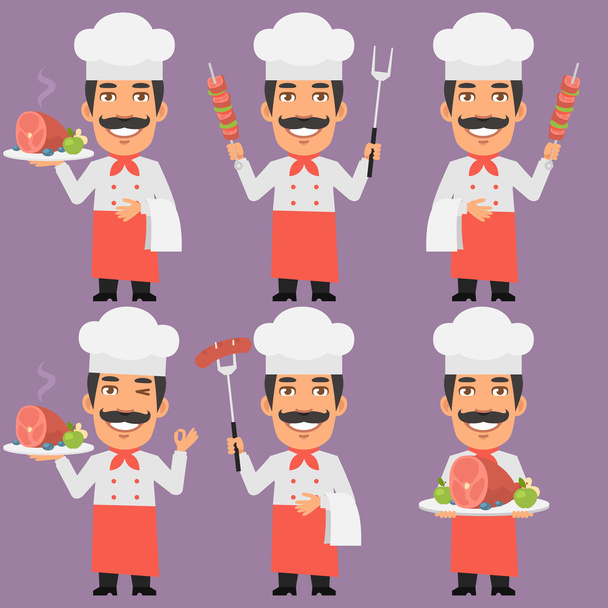 Chef Holding Tray and Meat - Vector, Image
