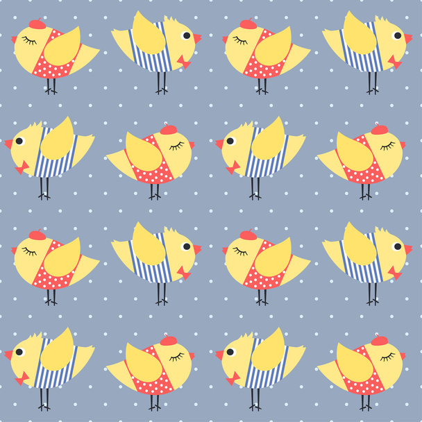 Birdie seamless pattern polka dots background. - Vector, Image