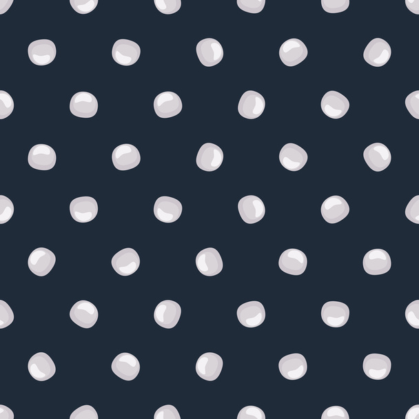 Pearls seamless pattern on dark blue background. - Vector, Image