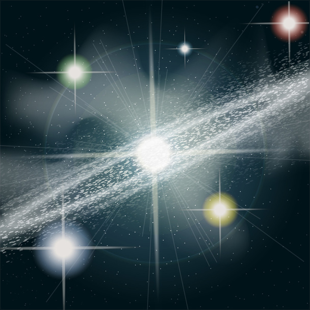Μεγάλα λαμπερά και λαμπερά αστέρια στο χώρο κοντά. Ψηφιακή διανυσματική εικόνα - Διάνυσμα, εικόνα