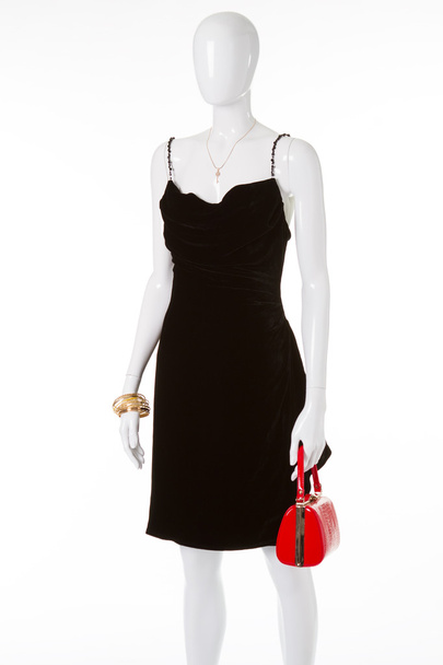 Klassieke strikte zwarte jurk.  - Foto, afbeelding