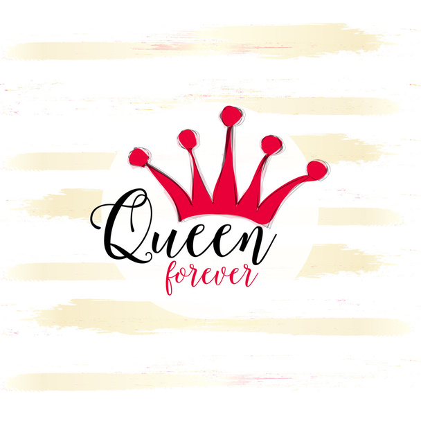 "Kraliçe sonsuza kadar" t-shirt tasarımı için yazı. - Vektör, Görsel