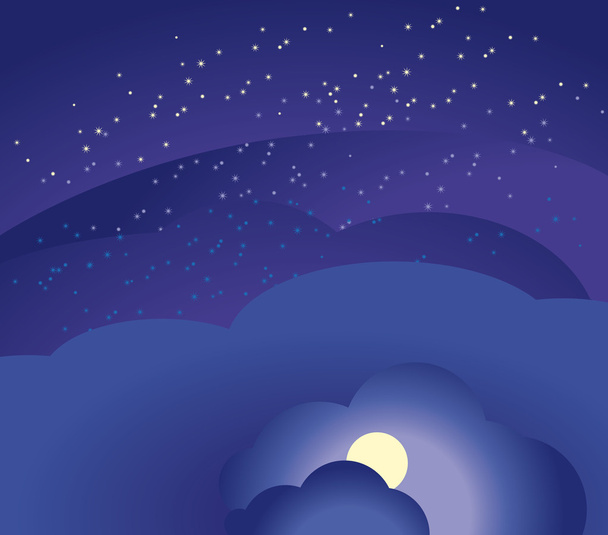 nachtelijke hemel en wolken. Vector illustratie - Vector, afbeelding
