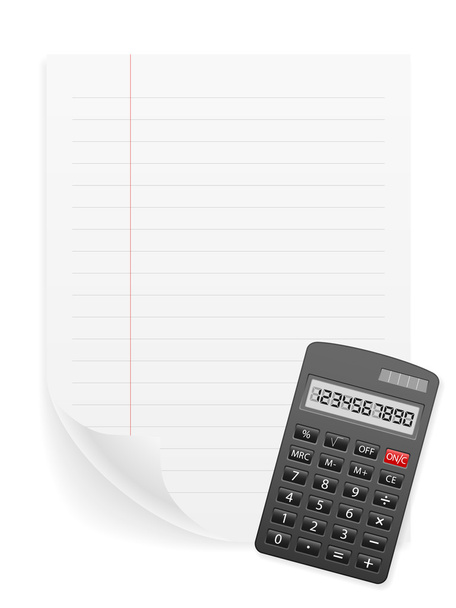 Notebook sheet and calculator - Vector, Image