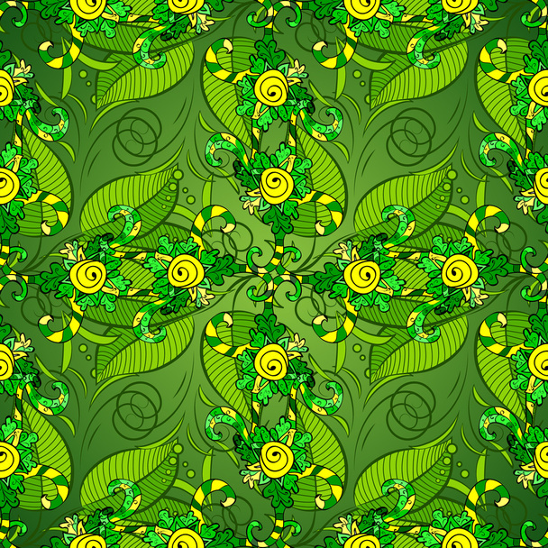 бесшовный фон с зелеными листьями
 - Вектор,изображение