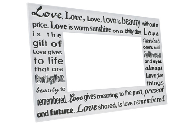 Срібна фоторамка з любовним віршем
 - Фото, зображення