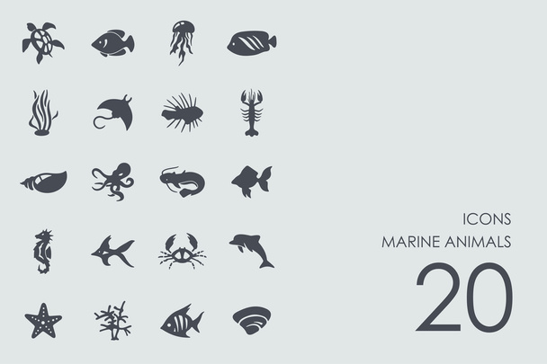 海洋動物アイコンのセット - ベクター画像