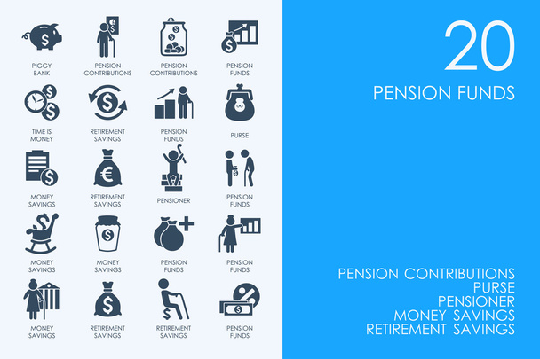 Conjunto de ícones dos fundos de pensões
 - Vetor, Imagem